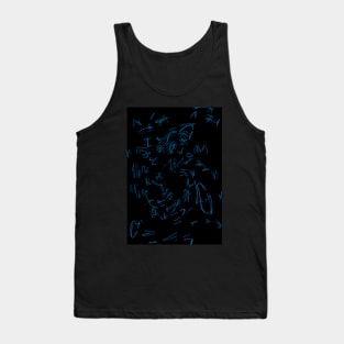 Blue On Black Abstraction Glyphs Tank Top